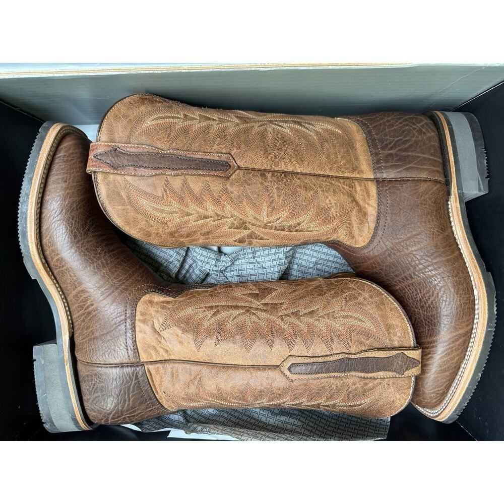NEW! Lucchese Rudy Western Boots Chocolate, Peanut Butter Leather Cowboy SZ 9.5D